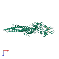 PDB entry 6nuq coloured by chain, top view.