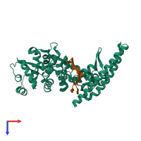 PDB entry 6nut coloured by chain, top view.