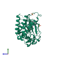 PDB entry 6nvh coloured by chain, side view.