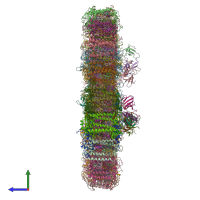 PDB entry 6nwa coloured by chain, side view.