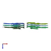 PDB entry 6nwp coloured by chain, top view.