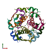 PDB entry 6nwv coloured by chain, front view.