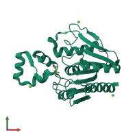 PDB entry 6ny9 coloured by chain, front view.