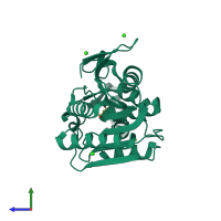 PDB entry 6ny9 coloured by chain, side view.