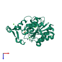 PDB entry 6ny9 coloured by chain, top view.