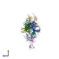 PDB entry 6nyp coloured by chain, side view.