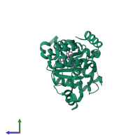 PDB entry 6nyv coloured by chain, side view.