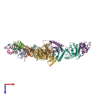 PDB entry 6nzd coloured by chain, top view.