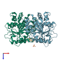 PDB entry 6nzj coloured by chain, top view.