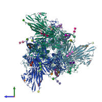 PDB entry 6nzk coloured by chain, side view.