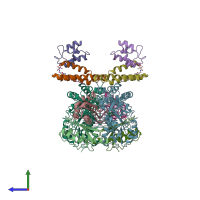 PDB entry 6nzu coloured by chain, side view.