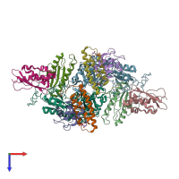 PDB entry 6nzu coloured by chain, top view.