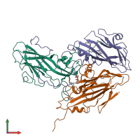 PDB entry 6o06 coloured by chain, front view.