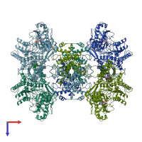 PDB entry 6o0h coloured by chain, top view.