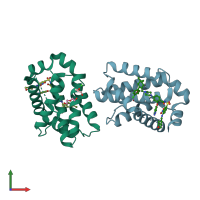 PDB entry 6o0l coloured by chain, front view.