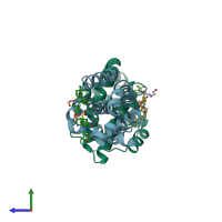 PDB entry 6o0l coloured by chain, side view.
