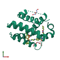 PDB entry 6o0m coloured by chain, front view.