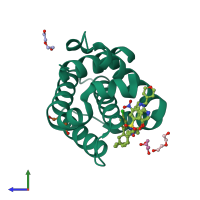PDB entry 6o0m coloured by chain, side view.