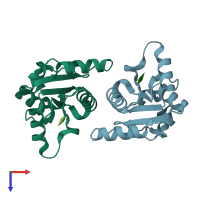 PDB entry 6o0q coloured by chain, top view.