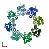 PDB entry 6o0s coloured by chain, front view.