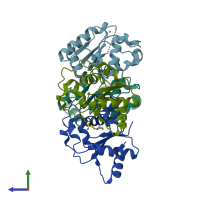 PDB entry 6o0v coloured by chain, side view.