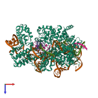 PDB entry 6o0y coloured by chain, top view.