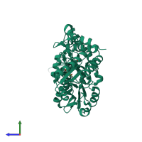 PDB entry 6o10 coloured by chain, side view.