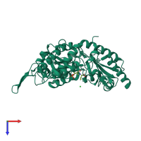 PDB entry 6o11 coloured by chain, top view.