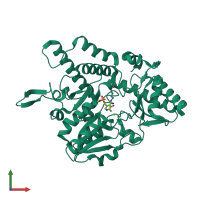 PDB entry 6o12 coloured by chain, front view.