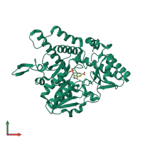PDB entry 6o13 coloured by chain, front view.
