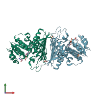 PDB entry 6o15 coloured by chain, front view.