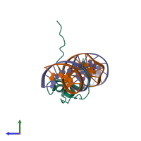 PDB entry 6o19 coloured by chain, side view.