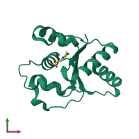 PDB entry 6o1b coloured by chain, front view.