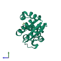 PDB entry 6o1b coloured by chain, side view.