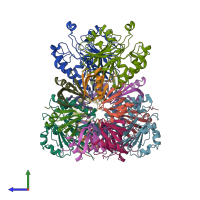 PDB entry 6o1m coloured by chain, side view.