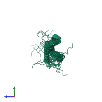PDB entry 6o1q coloured by chain, ensemble of 10 models, side view.