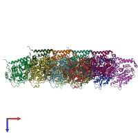 PDB entry 6o2q coloured by chain, top view.