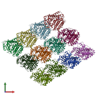 PDB entry 6o2r coloured by chain, front view.