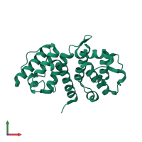 PDB entry 6o31 coloured by chain, front view.