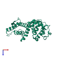 PDB entry 6o31 coloured by chain, top view.