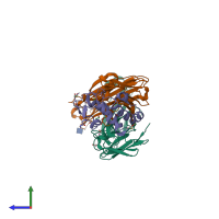 PDB entry 6o39 coloured by chain, side view.