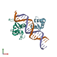 PDB entry 6o3t coloured by chain, front view.