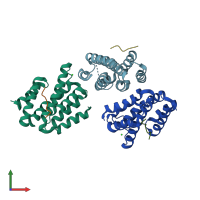 PDB entry 6o3y coloured by chain, front view.