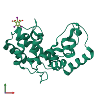 PDB entry 6o43 coloured by chain, front view.