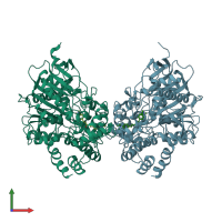 PDB entry 6o52 coloured by chain, front view.