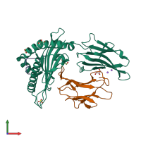 PDB entry 6o53 coloured by chain, front view.