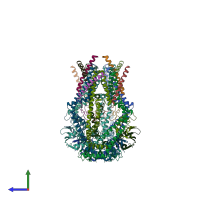 PDB entry 6o58 coloured by chain, side view.