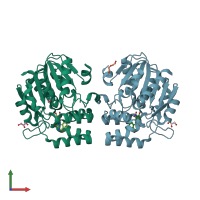 PDB entry 6o5j coloured by chain, front view.