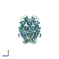 PDB entry 6o5j coloured by chain, side view.