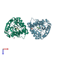 PDB entry 6o5j coloured by chain, top view.